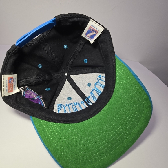 CAROLINA PANTHERS LOGO 7 Vintage 90’s SnapBack NFL Hat -Black/Teal - Picture 10 of 10